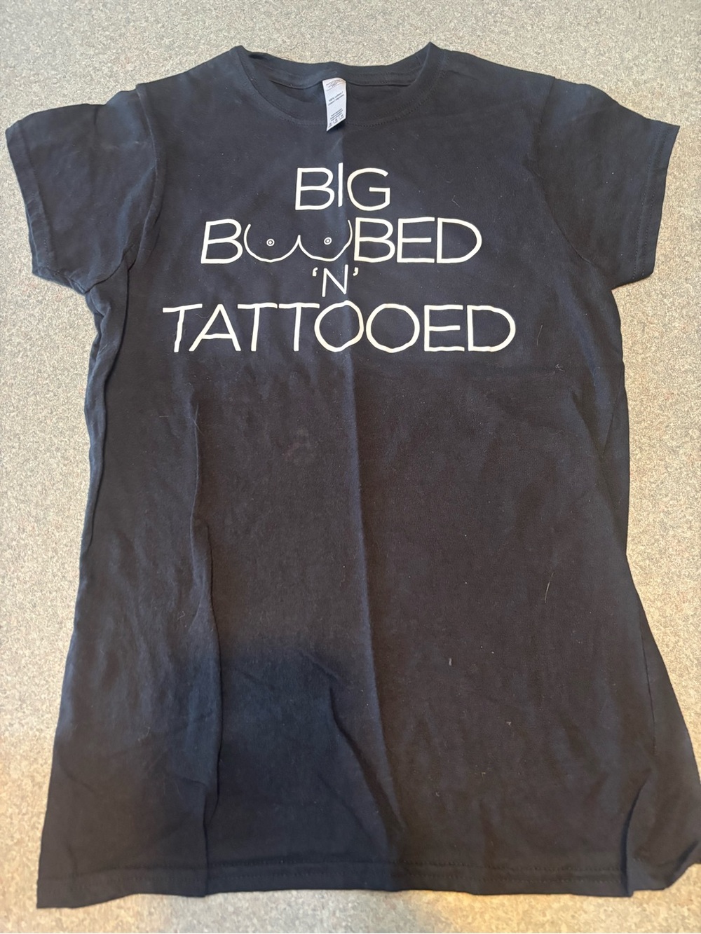 Gildan Black Graphic Tee with White Text